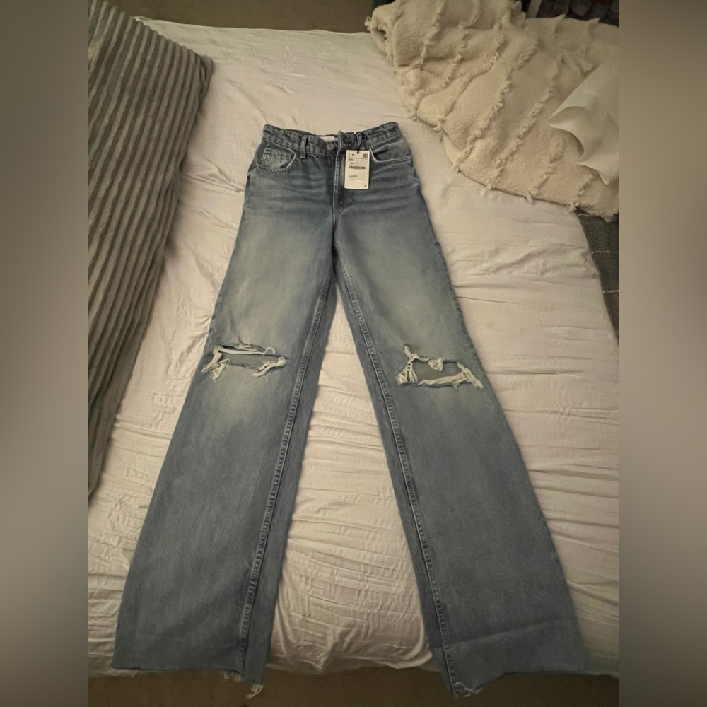 ZARA High-Rise Full Length Wide Leg Jeans